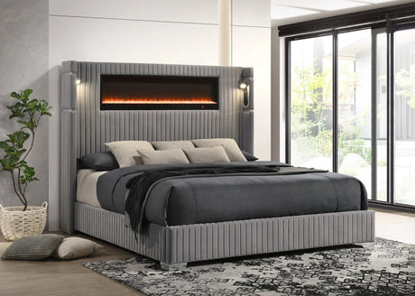 Romance Gray King Platform Bed by Happy Homes at Eve Furniture