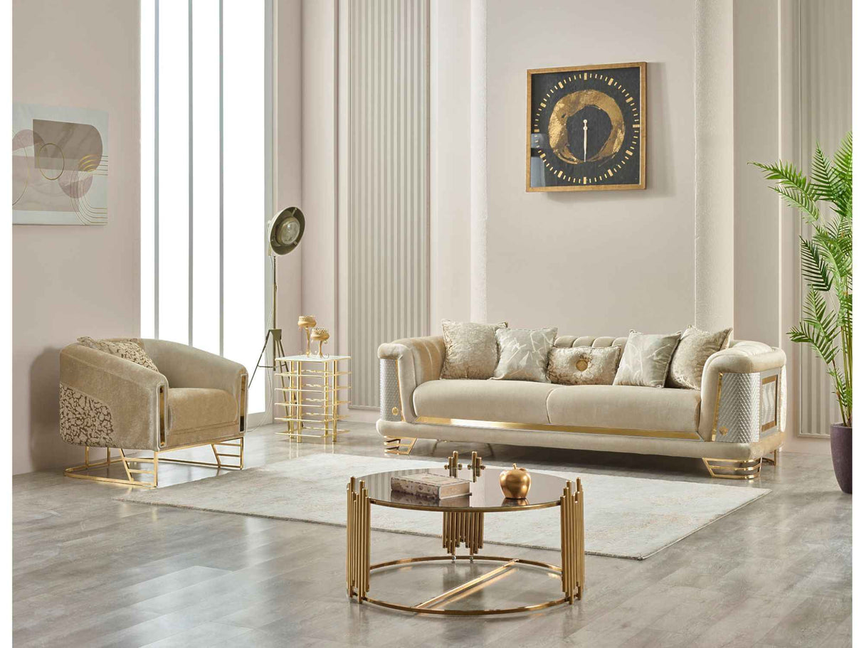 Romans 3-pieces (Sofa & Loveseat & Chair) Livingroom Set in Beige