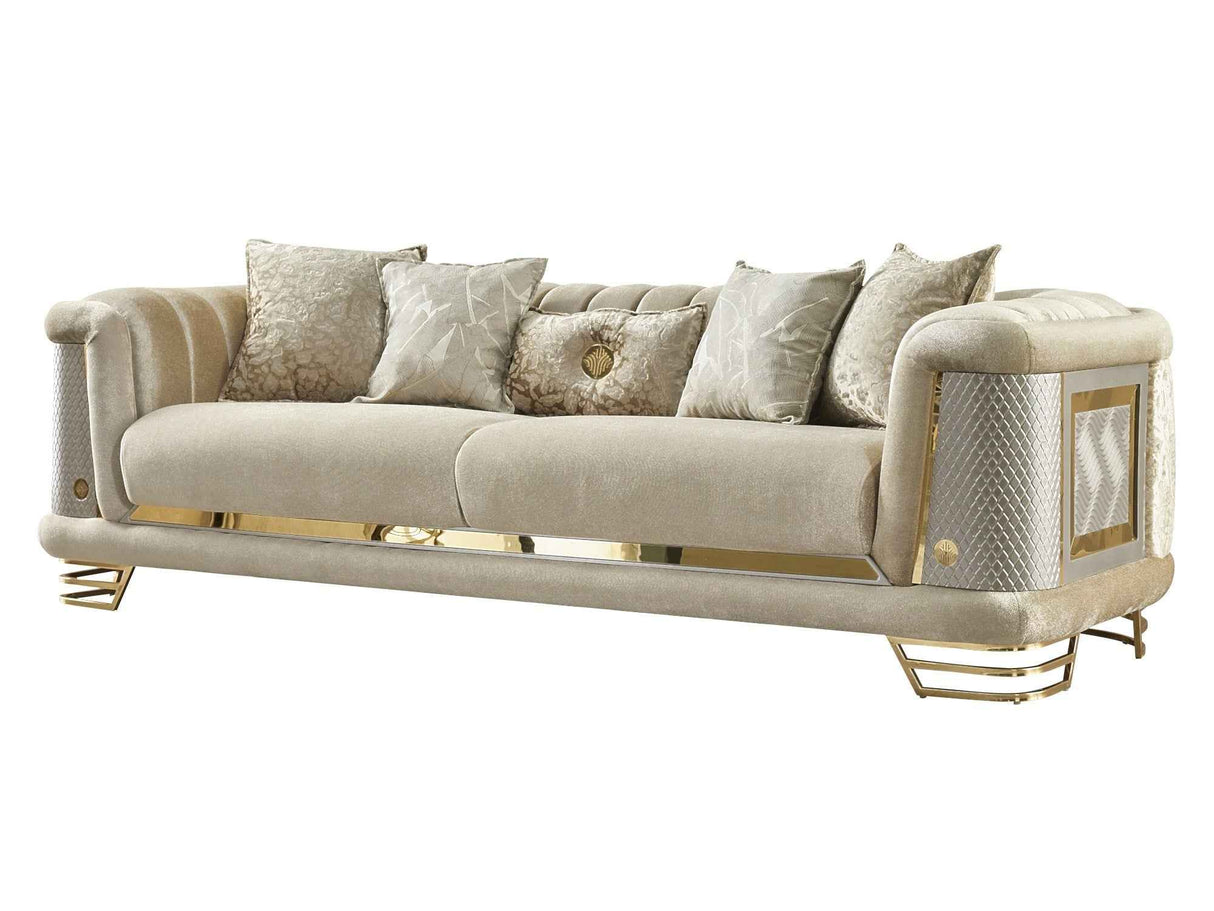Romans 3-pieces (Sofa & Loveseat & Chair) Livingroom Set in Beige