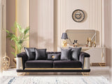 Romans 3-pieces (Sofa & Loveseat & Chair) Livingroom Set in Black by Furnia at Eve Furniture