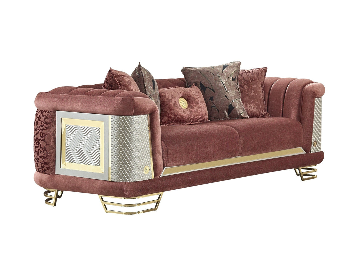 Romans 3-pieces (Sofa & Loveseat & Chair) Livingroom Set in Brick by Furnia at Eve Furniture