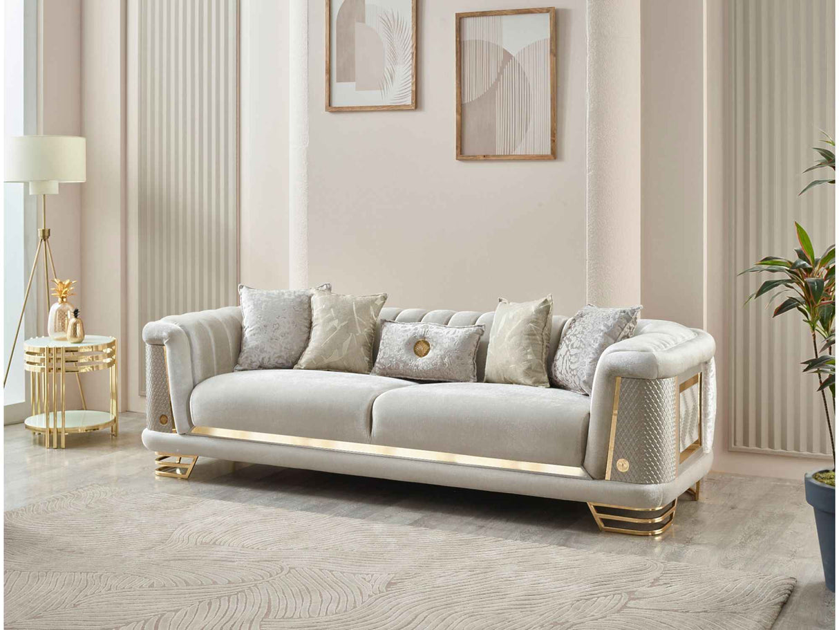 Romans 3-pieces (Sofa & Loveseat & Chair) Livingroom Set in Cream by Furnia at Eve Furniture