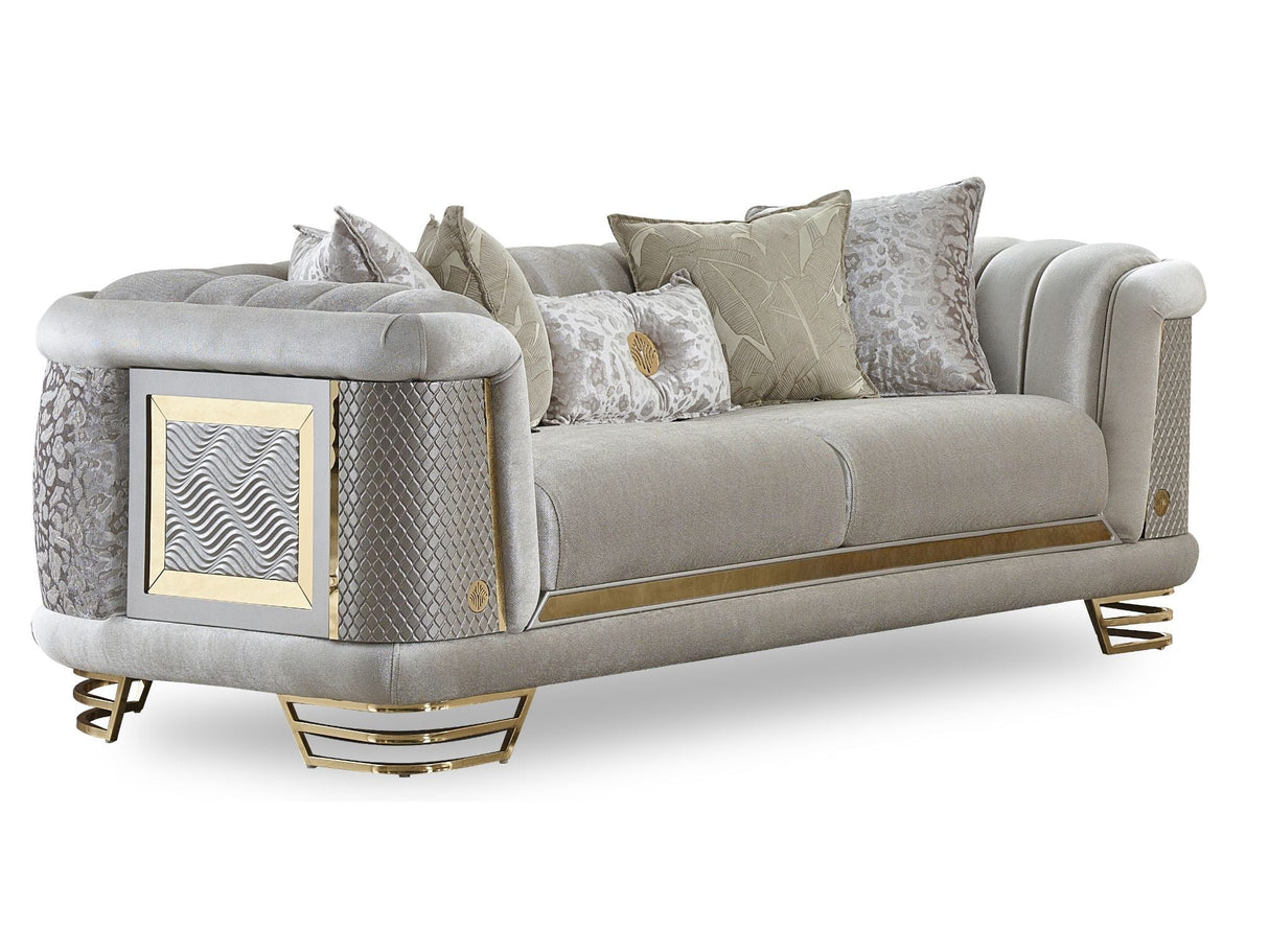 Romans 3-pieces (Sofa & Loveseat & Chair) Livingroom Set in Cream by Furnia at Eve Furniture