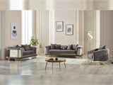 Romans 3-pieces (Sofa & Loveseat & Chair) Livingroom Set in Grey