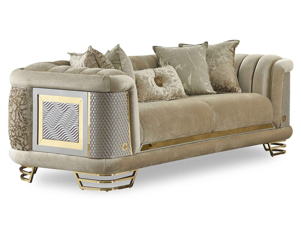 Romans Beige Stationary Loveseat by Furnia at Eve Furniture