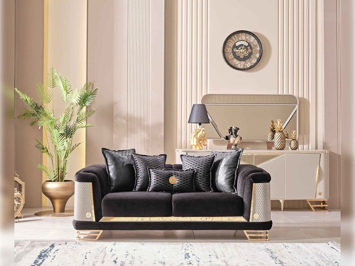 Romans Black Stationary Loveseat by Furnia at Eve Furniture