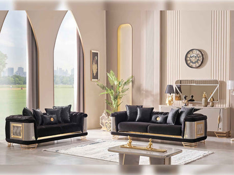 Romans Black Stationary Loveseat by Furnia at Eve Furniture