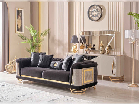Romans Black Stationary Sofa by Furnia at Eve Furniture