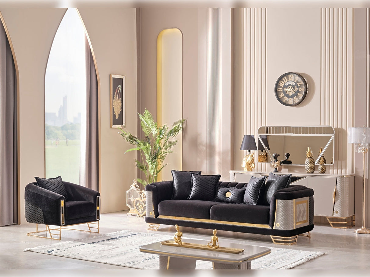 Romans Black Stationary Sofa by Furnia at Eve Furniture