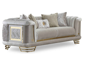 Romans Cream Stationary Loveseat by Furnia at Eve Furniture