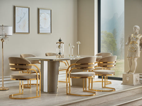 Romans Diningroom (Consol With Mirror & Dining Table & 6 Dining Chair) by Furnia at Eve Furniture