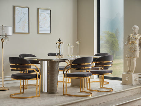 Romans Diningroom (Consol With Mirror & Dining Table & 6 Dining Chair) by Furnia at Eve Furniture