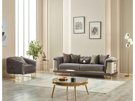 Romans Grey 3-pieces (Sofa & Loveseat & Chair) Living Room Set by Furnia at Eve Furniture