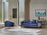 Romans Navy Blue 3-pieces (Sofa & Loveseat & Chair) Living Room Set by Furnia at Eve Furniture