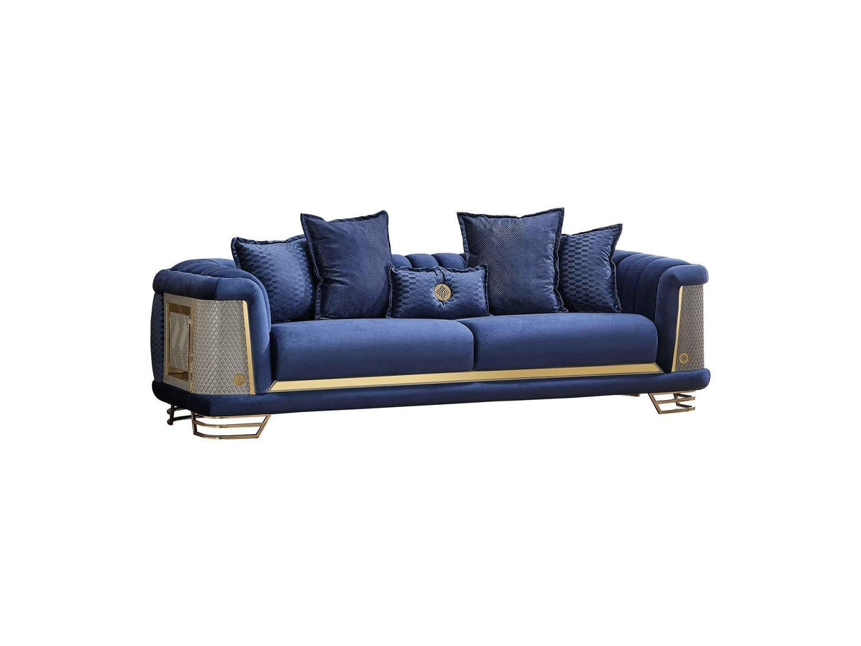 Romans Navy Blue 3-pieces (Sofa & Loveseat & Chair) Living Room Set by Furnia at Eve Furniture