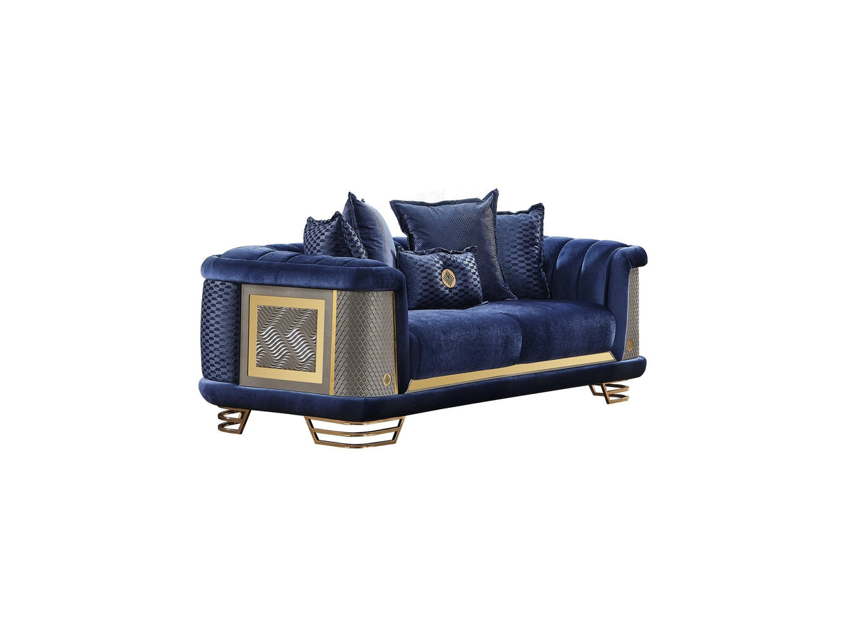 Romans Navy Blue 3-pieces (Sofa & Loveseat & Chair) Living Room Set by Furnia at Eve Furniture