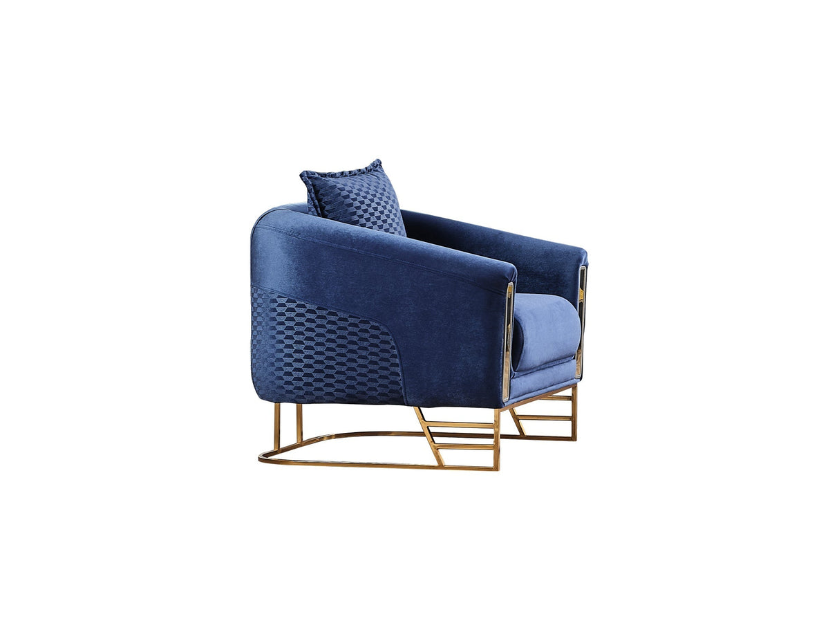 Romans Navy Blue 3-pieces (Sofa & Loveseat & Chair) Living Room Set by Furnia at Eve Furniture