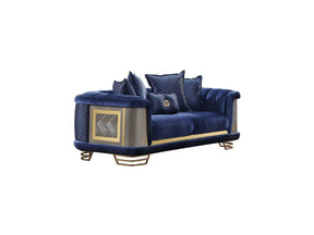 Romans Navy Blue Stationary Loveseat by Furnia at Eve Furniture