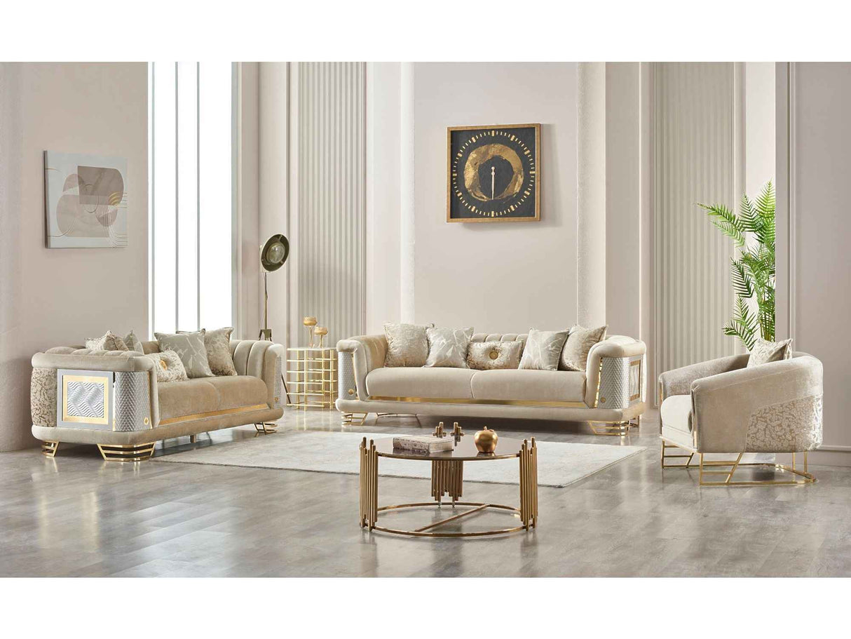Romans Stationary Loveseat Beige by Furnia at Eve Furniture
