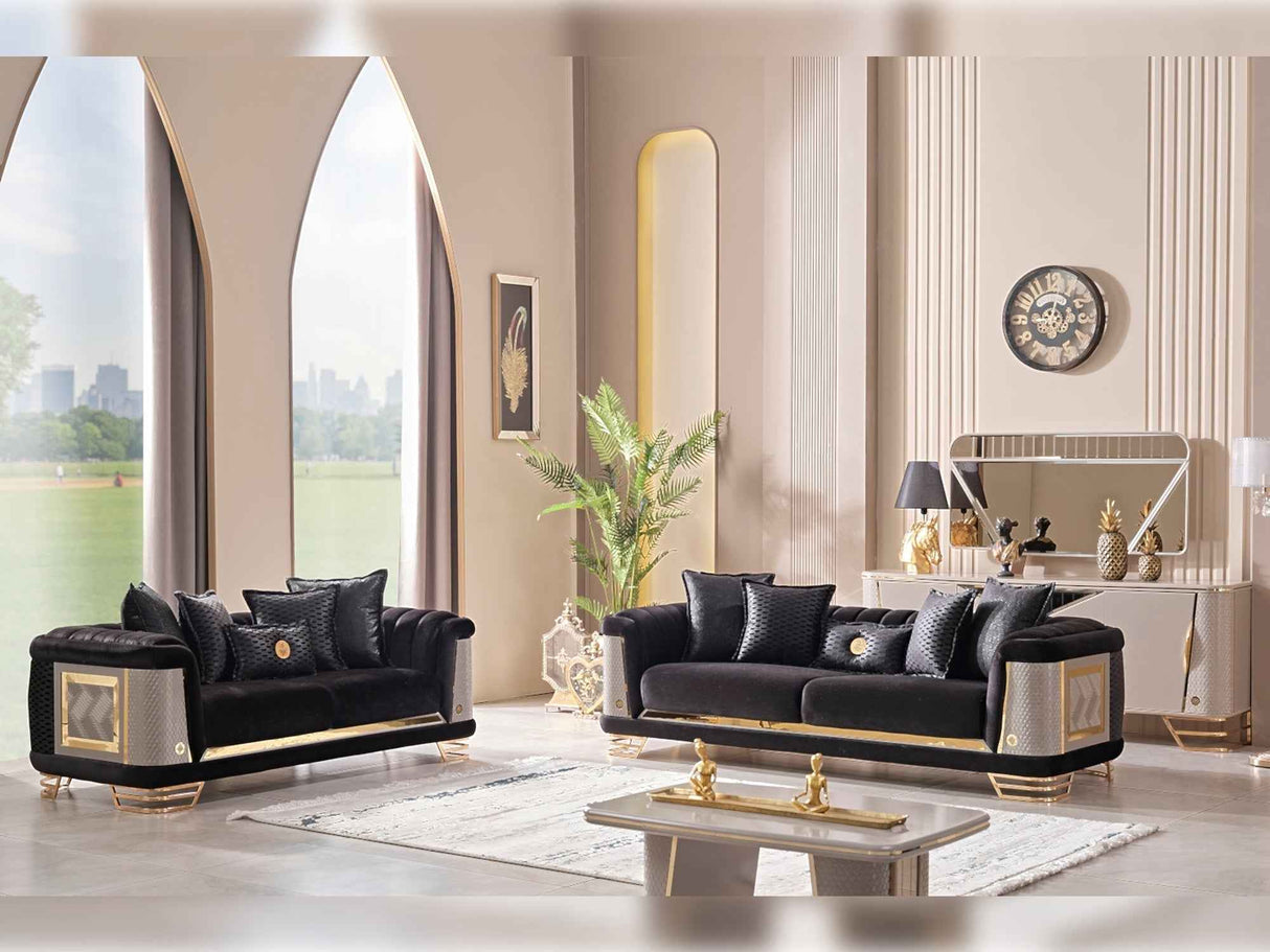 Romans Stationary Loveseat Black by Furnia at Eve Furniture