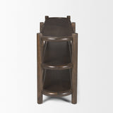Romi Dark Brown Wood w/ 3 Shelves Oval Console Table by Mercana at Eve Furniture