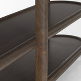 Romi Dark Brown Wood w/ 3 Shelves Oval Console Table by Mercana at Eve Furniture