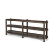 Romi Dark Brown Wood w/ 3 Shelves Oval Console Table by Mercana at Eve Furniture