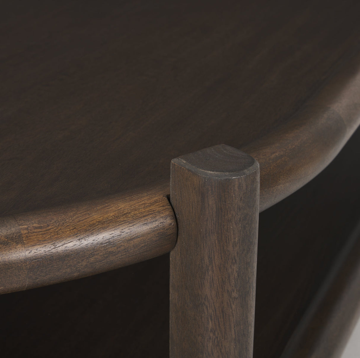 Romi Dark Brown Wood w/ Bottom Shelf Oval Coffee Table by Mercana at Eve Furniture