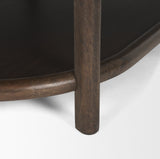 Romi Dark Brown Wood w/ Bottom Shelf Oval Coffee Table by Mercana at Eve Furniture
