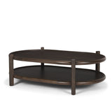 Romi Dark Brown Wood w/ Bottom Shelf Oval Coffee Table by Mercana at Eve Furniture