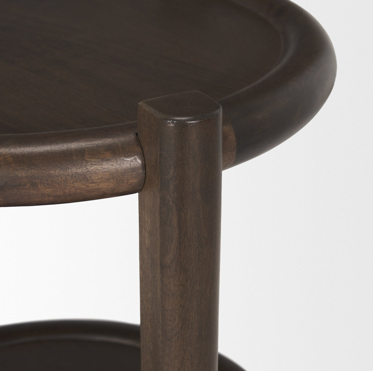 Romi Dark Brown Wood w/ Bottom Shelf Round Accent Table by Mercana at Eve Furniture