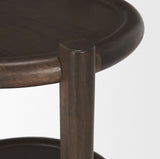 Romi Dark Brown Wood w/ Bottom Shelf Round Accent Table by Mercana at Eve Furniture