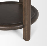 Romi Dark Brown Wood w/ Bottom Shelf Round Accent Table by Mercana at Eve Furniture