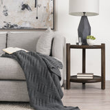 Romi Dark Brown Wood w/ Bottom Shelf Round Accent Table by Mercana at Eve Furniture