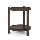 Romi Dark Brown Wood w/ Bottom Shelf Round Accent Table by Mercana at Eve Furniture