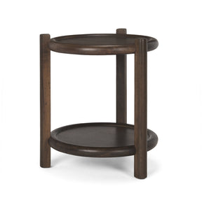Romi Dark Brown Wood w/ Bottom Shelf Round Accent Table by Mercana at Eve Furniture