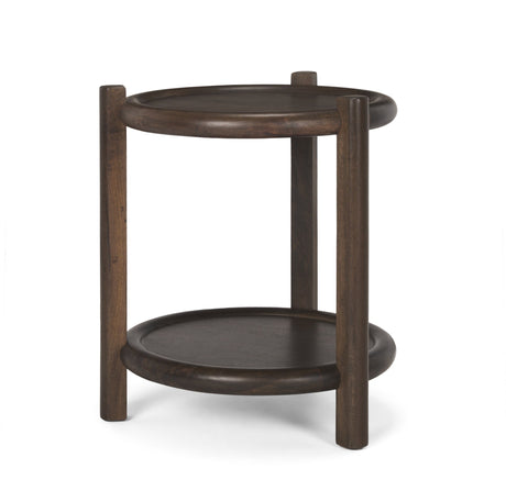 Romi Dark Brown Wood w/ Bottom Shelf Round Accent Table by Mercana at Eve Furniture