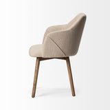 Ronald II Cream Fabric Wrap Brown Wooden Base Dining Chair by Mercana at Eve Furniture
