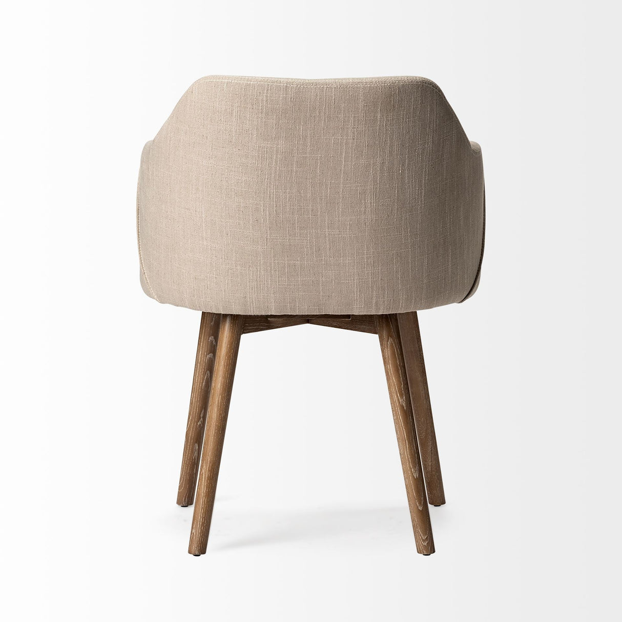 Ronald II Cream Fabric Wrap Brown Wooden Base Dining Chair by Mercana at Eve Furniture