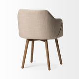 Ronald II Cream Fabric Wrap Brown Wooden Base Dining Chair by Mercana at Eve Furniture