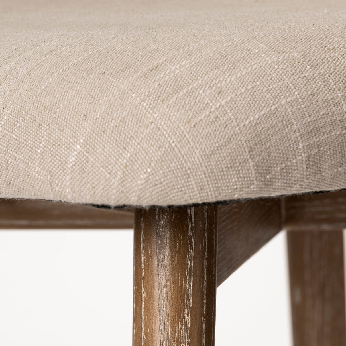 Ronald II Cream Fabric Wrap Brown Wooden Base Dining Chair by Mercana at Eve Furniture