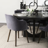 Ronald II Grey Velvet Wrap Black Wooden Base Dining Chair by Mercana at Eve Furniture