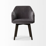 Ronald II Grey Velvet Wrap Black Wooden Base Dining Chair by Mercana at Eve Furniture