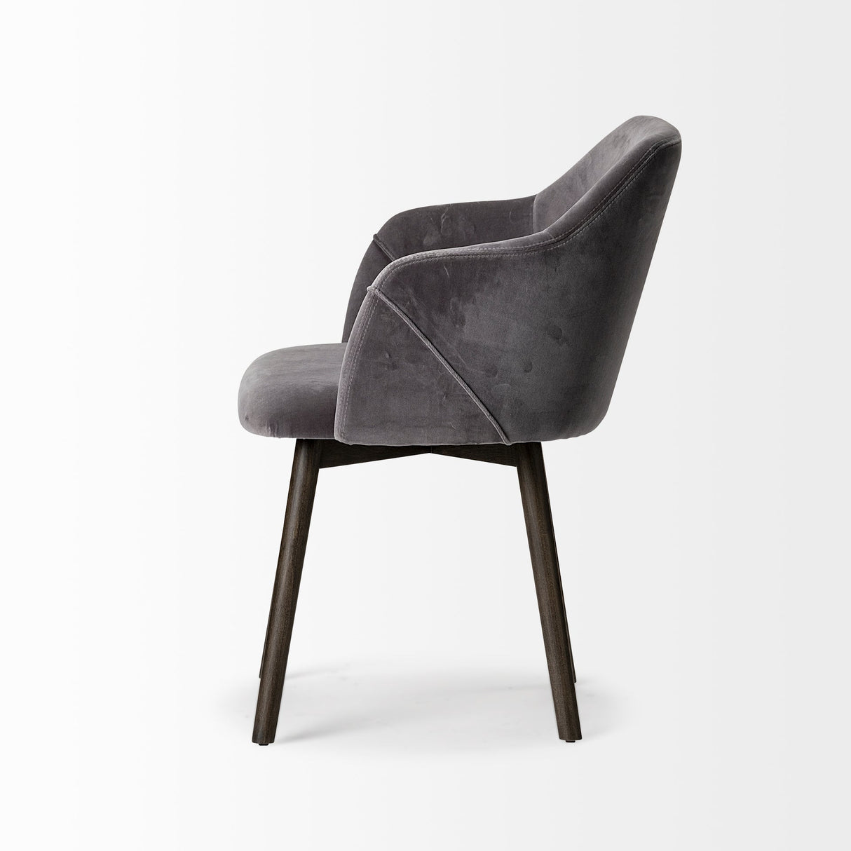 Ronald II Grey Velvet Wrap Black Wooden Base Dining Chair by Mercana at Eve Furniture