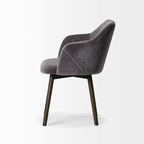 Ronald II Grey Velvet Wrap Black Wooden Base Dining Chair by Mercana at Eve Furniture