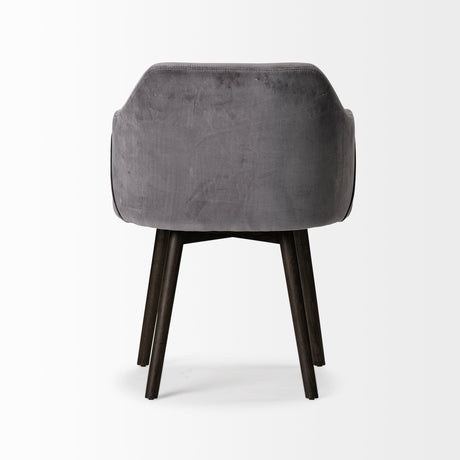 Ronald II Grey Velvet Wrap Black Wooden Base Dining Chair by Mercana at Eve Furniture