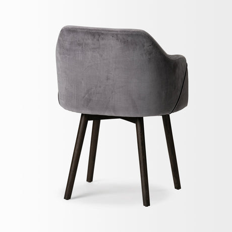 Ronald II Grey Velvet Wrap Black Wooden Base Dining Chair by Mercana at Eve Furniture