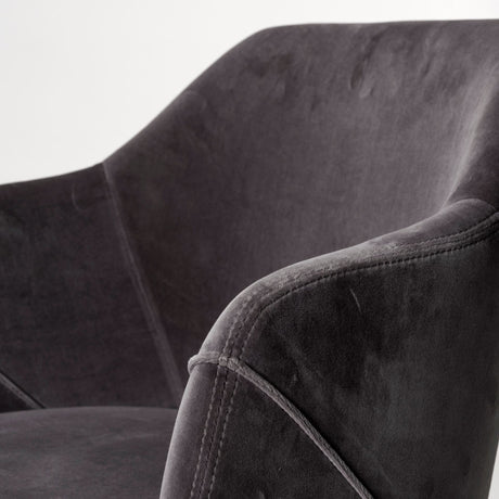 Ronald II Grey Velvet Wrap Black Wooden Base Dining Chair by Mercana at Eve Furniture