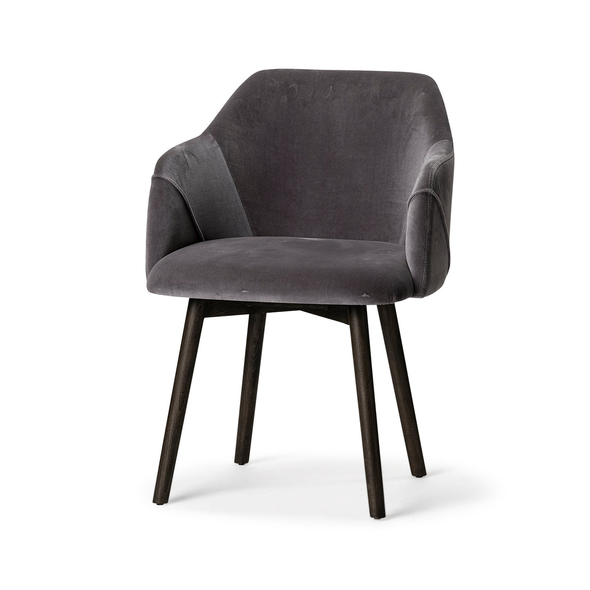 Ronald II Grey Velvet Wrap Black Wooden Base Dining Chair by Mercana at Eve Furniture