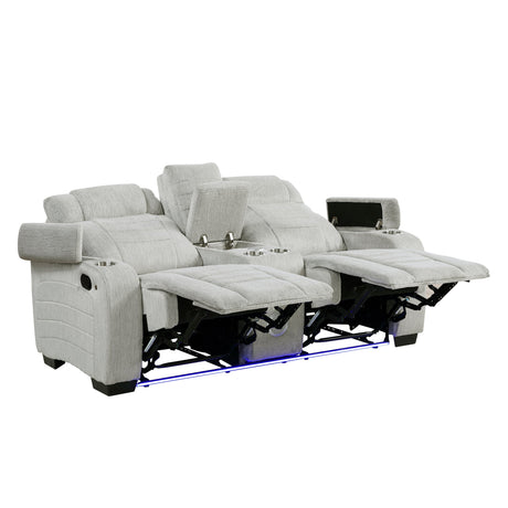Ronan Light Gray 2-Piece Double Reclining Set by Homelegance at Eve Furniture